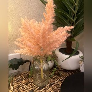 Boho Urban Decorative Vase with pink stems.